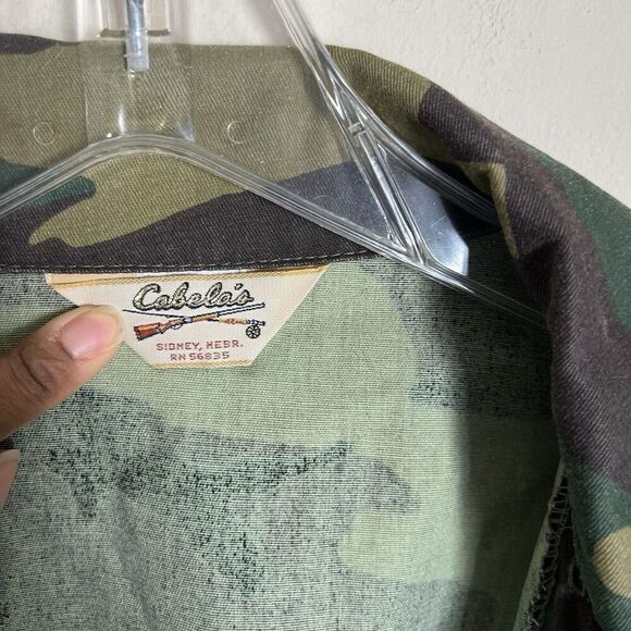 Vintage Cabelas Shirt Jacket Adult Large Camouflage 80s 90s Camo Green Pockets - Picture 3 of 5